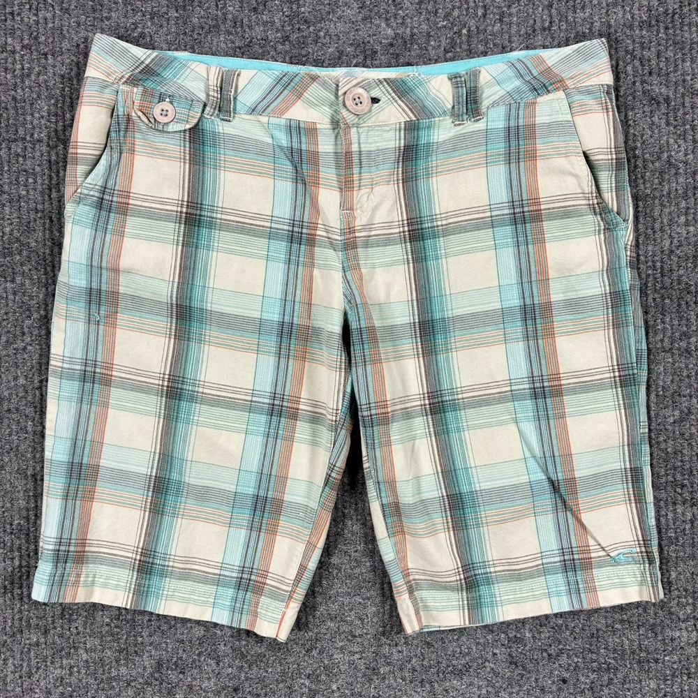 O'Neill Womens Size 7 Plaid Bermuda Shorts Multicolor Cotton Surf Y2K Low Rise